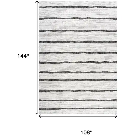 Ivory And Black Striped Indoor Outdoor Area Rug Photo 5