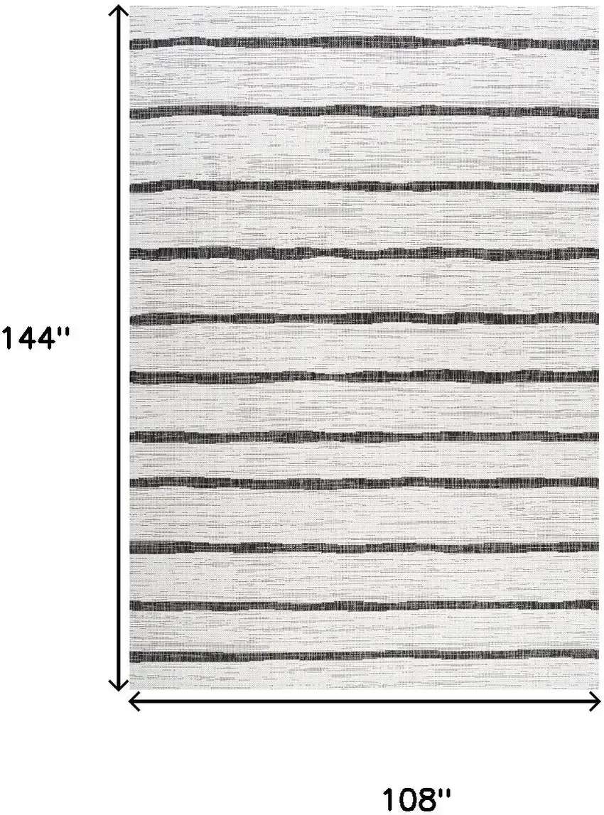 Ivory And Black Striped Indoor Outdoor Area Rug Photo 5