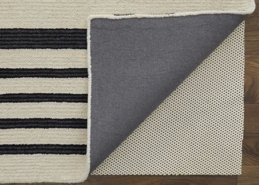 Ivory And Black Wool Abstract Tufted Handmade Area Rug Photo 2