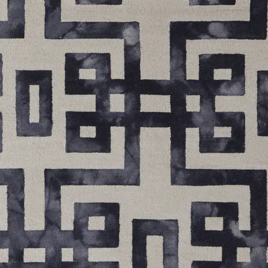 Ivory And Black Wool Geometric Hand Tufted Area Rug Photo 4