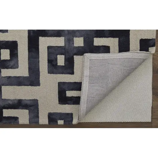 Ivory And Black Wool Geometric Hand Tufted Area Rug Photo 6