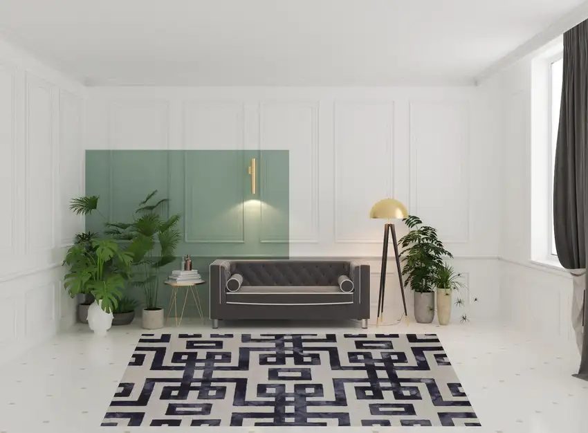 Ivory And Black Wool Tufted Handmade Area Rug Photo 2