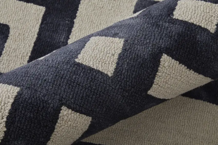 Ivory And Black Wool Tufted Handmade Area Rug Photo 8