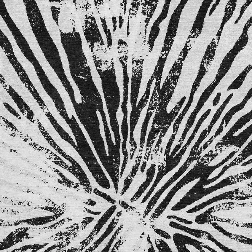 Ivory And Black Zebra Print Washable Area Rug With UV Protection Photo 3