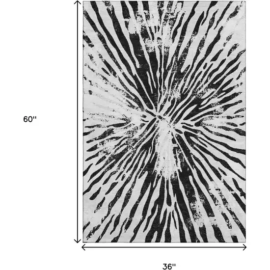 Ivory And Black Zebra Print Washable Area Rug With UV Protection Photo 3