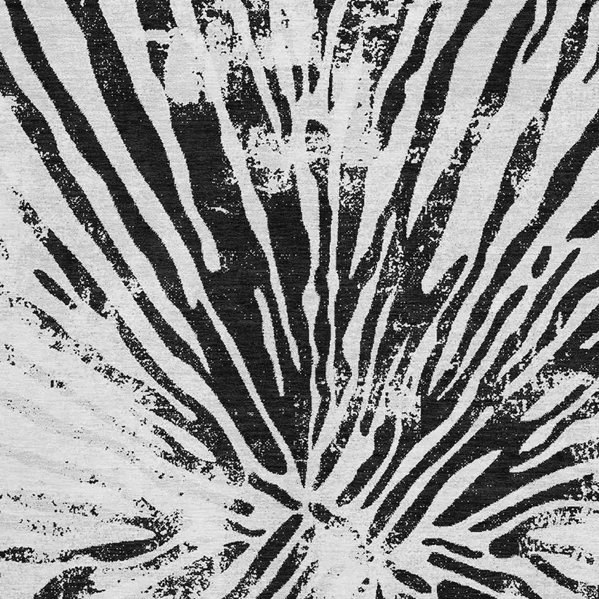 Ivory And Black Zebra Print Washable Area Rug With UV Protection Photo 3