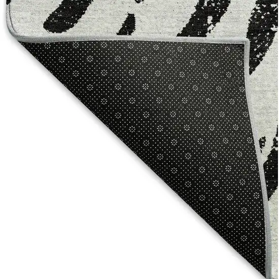 Ivory And Black Zebra Print Washable Area Rug With UV Protection Photo 7