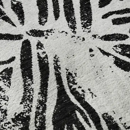 Ivory And Black Zebra Print Washable Area Rug With UV Protection Photo 9