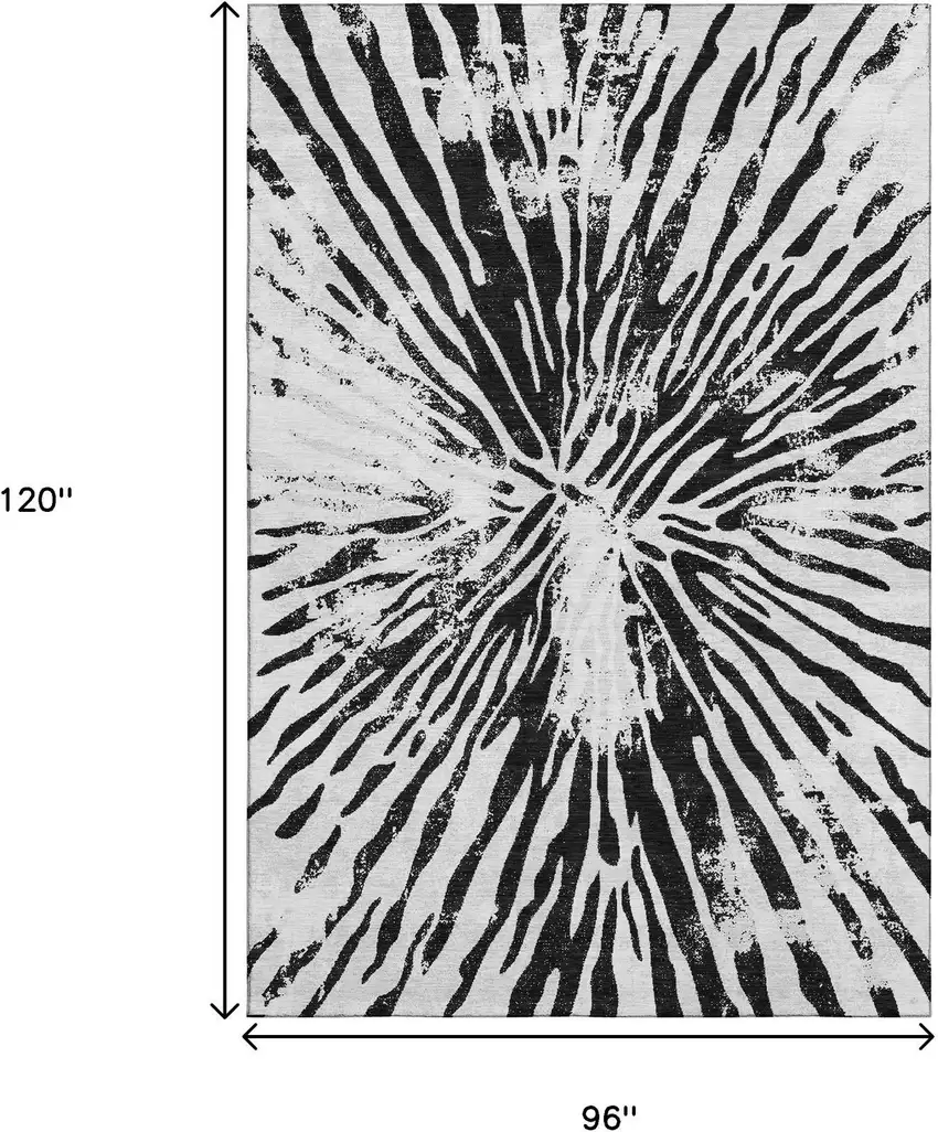 Ivory And Black Zebra Print Washable Area Rug With UV Protection Photo 3