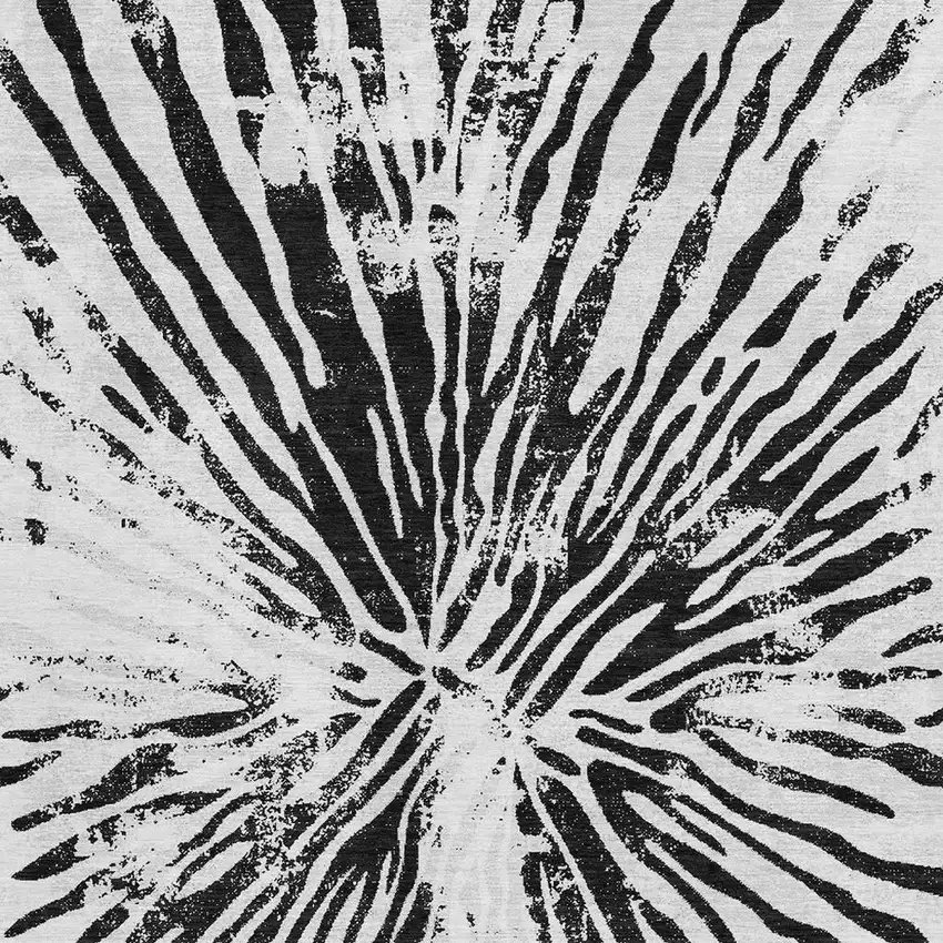 Ivory And Black Zebra Print Washable Area Rug With UV Protection Photo 3