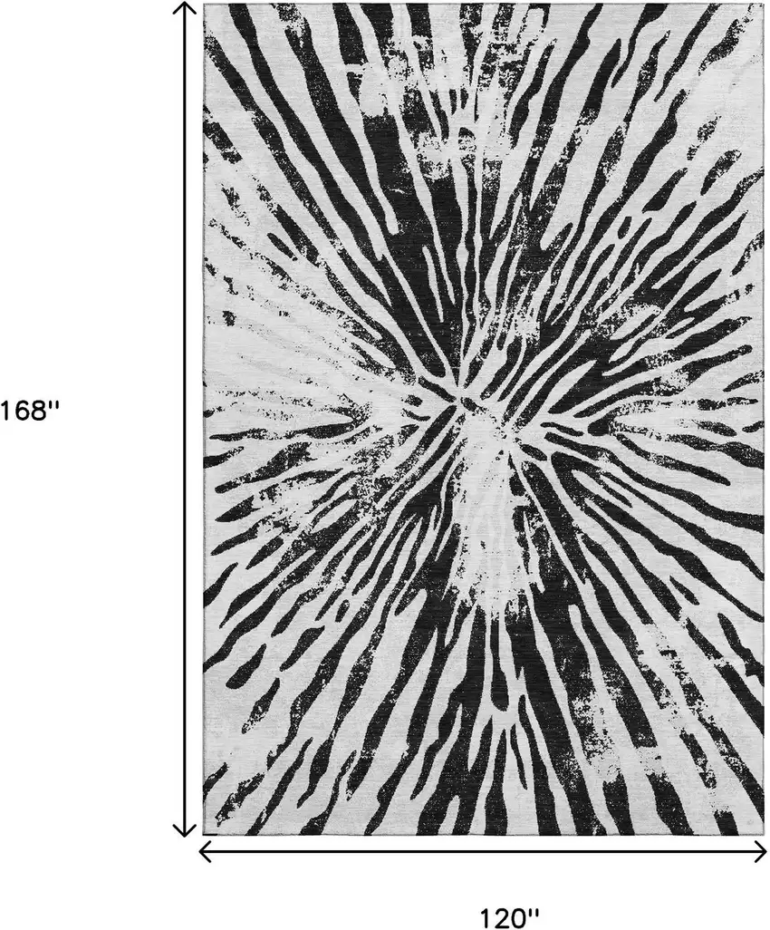 Ivory And Black Zebra Print Washable Area Rug With UV Protection Photo 3