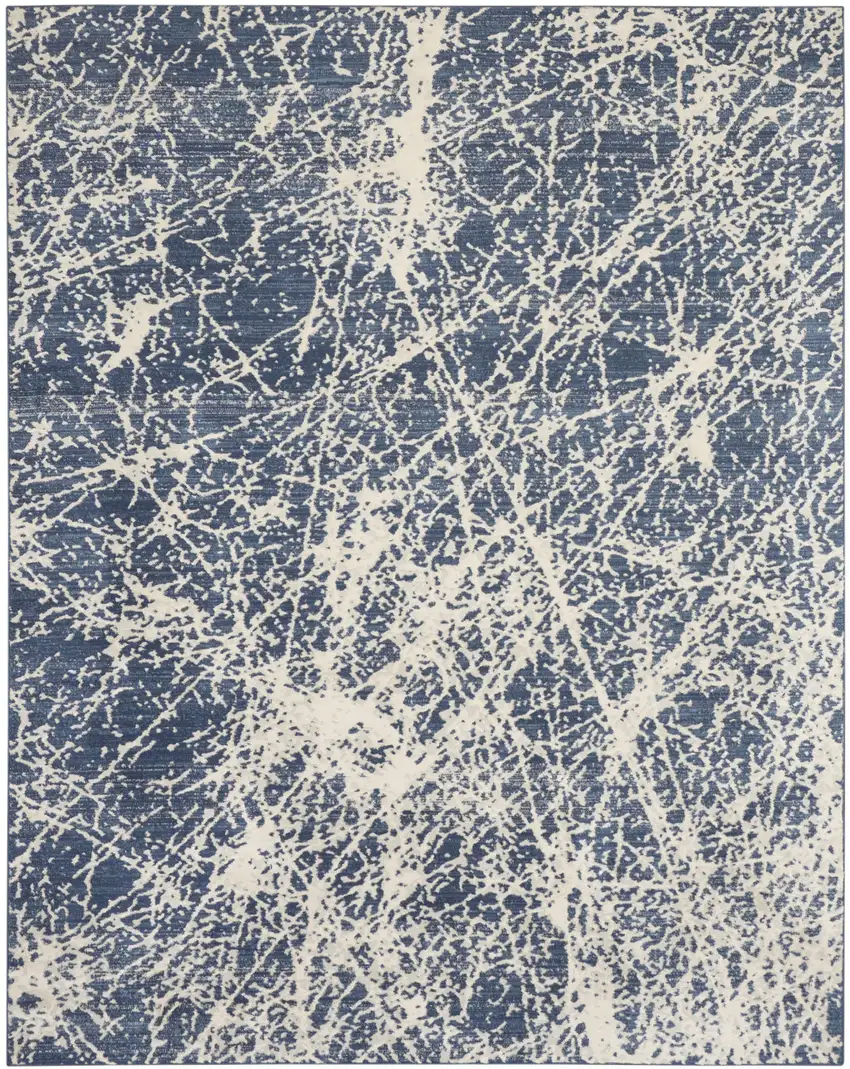 Ivory And Blue Abstract Area Rug Photo 7