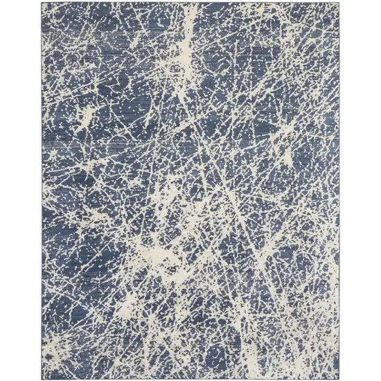 Ivory And Blue Abstract Area Rug Photo 7
