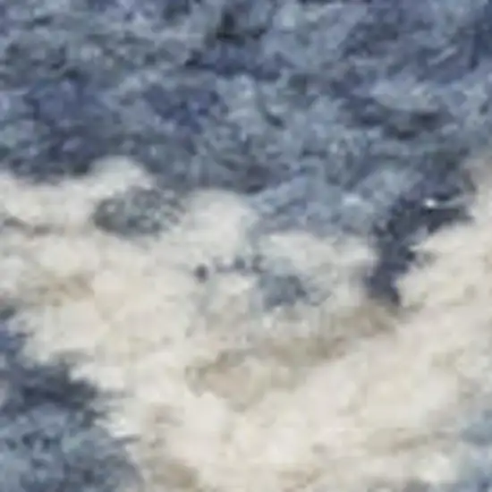 Ivory And Blue Abstract Area Rug Photo 3