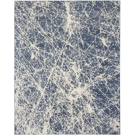 Ivory And Blue Abstract Area Rug Photo 2
