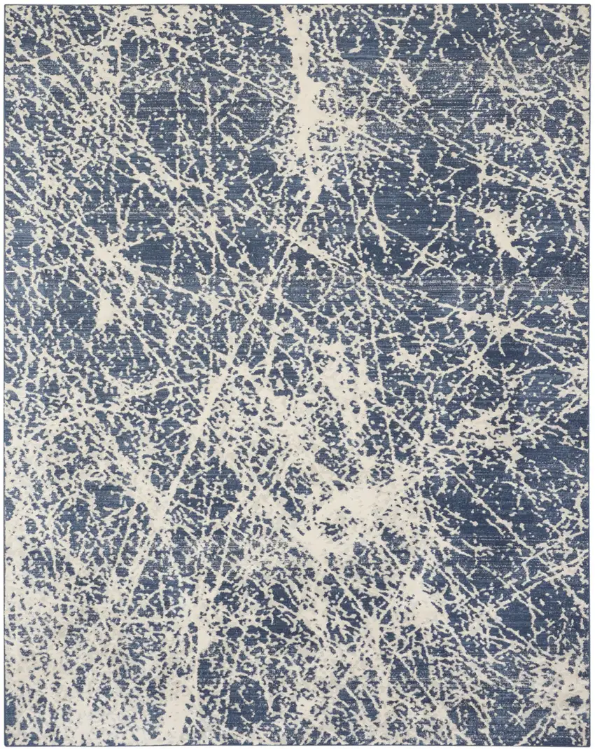 Ivory And Blue Abstract Area Rug Photo 2