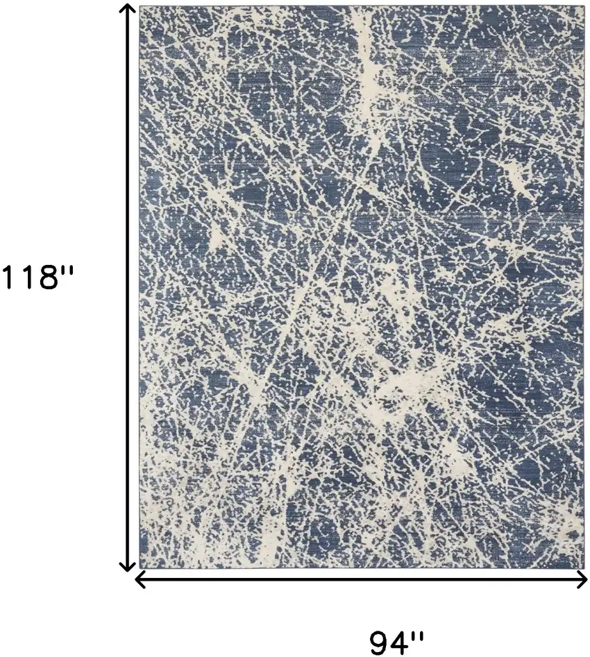 Ivory And Blue Abstract Area Rug Photo 3