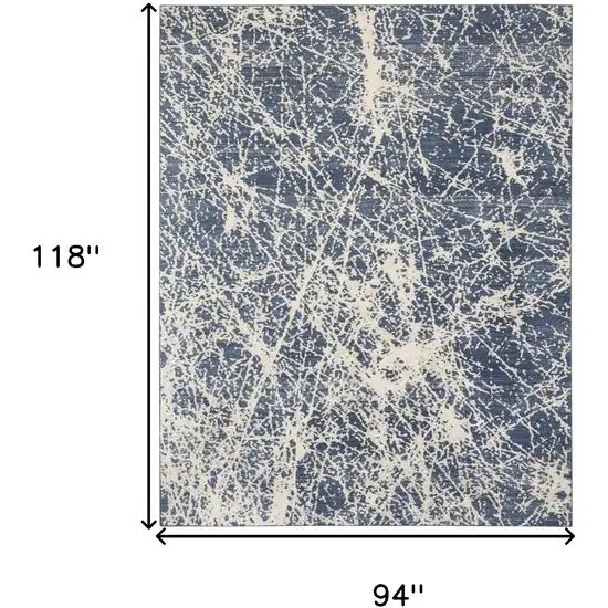 Ivory And Blue Abstract Area Rug Photo 3