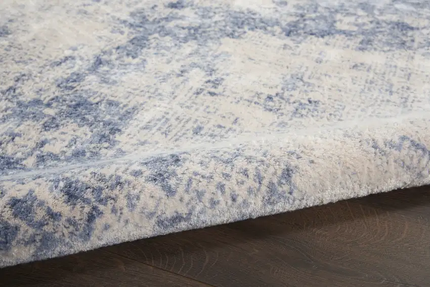 Ivory And Blue Abstract Area Rug Photo 8
