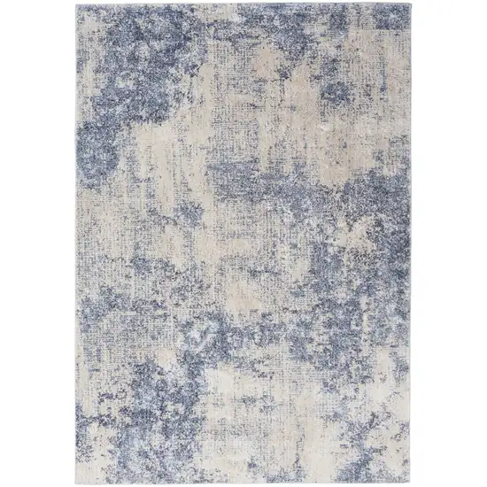 Ivory And Blue Abstract Area Rug Photo 6