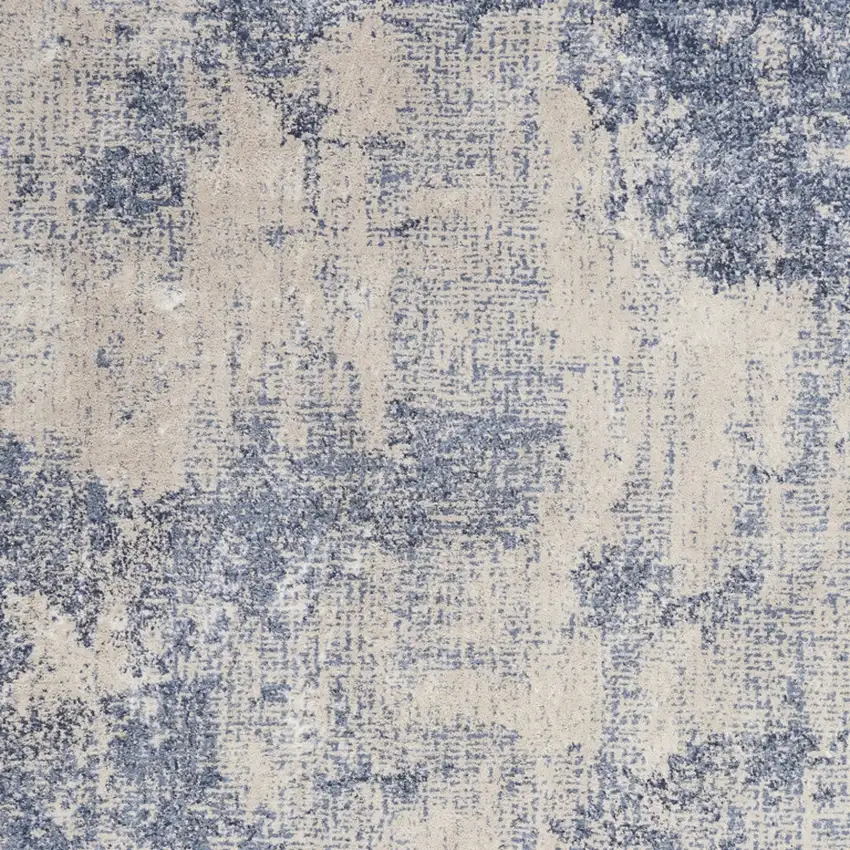 Ivory And Blue Abstract Area Rug Photo 7