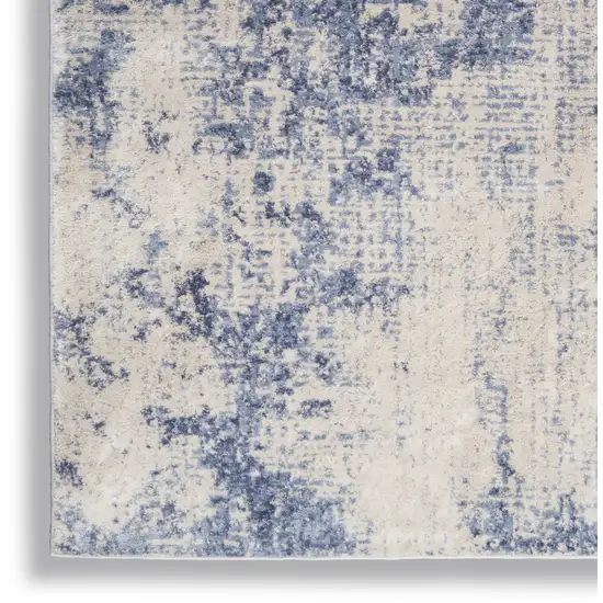 Ivory And Blue Abstract Area Rug Photo 9