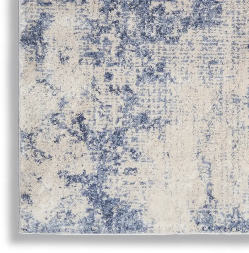 Ivory And Blue Abstract Area Rug Photo 9