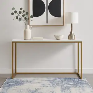 Photo of Ivory And Blue Abstract Area Rug