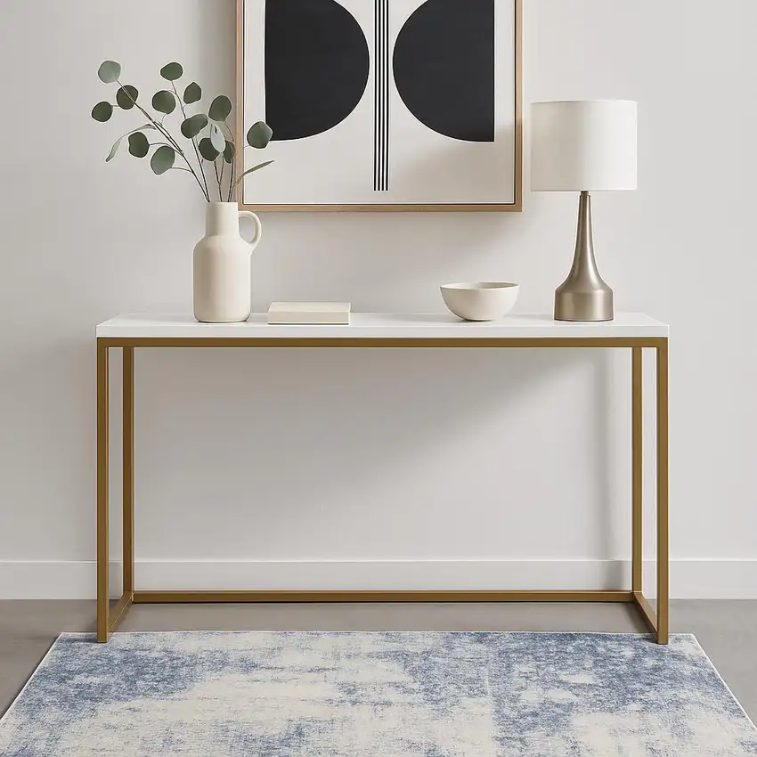 Ivory And Blue Abstract Area Rug Photo 1
