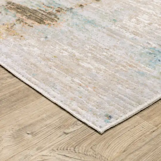 Ivory And Blue Abstract Area Rug Photo 7