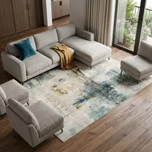 Photo of Ivory And Blue Abstract Area Rug