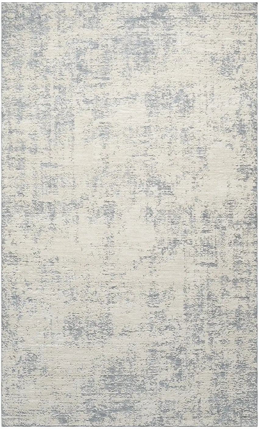 Ivory And Blue Abstract Area Rug Photo 2