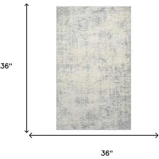 Ivory And Blue Abstract Area Rug Photo 5