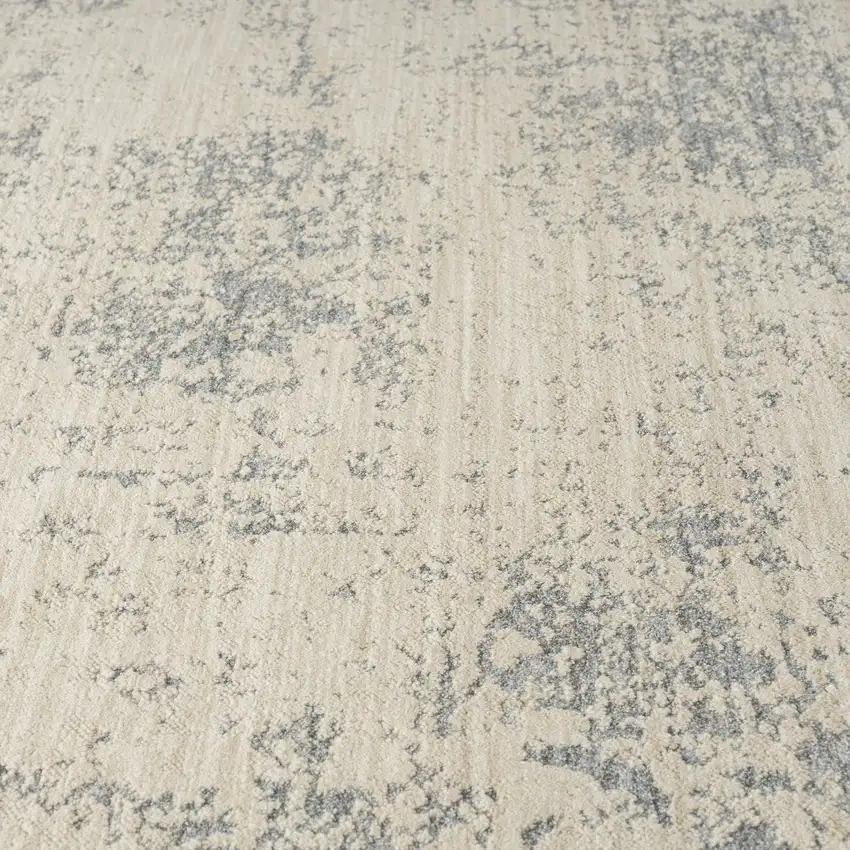 Ivory And Blue Abstract Area Rug Photo 4