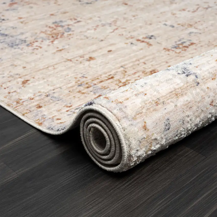 Ivory And Blue Abstract Area Rug Photo 5