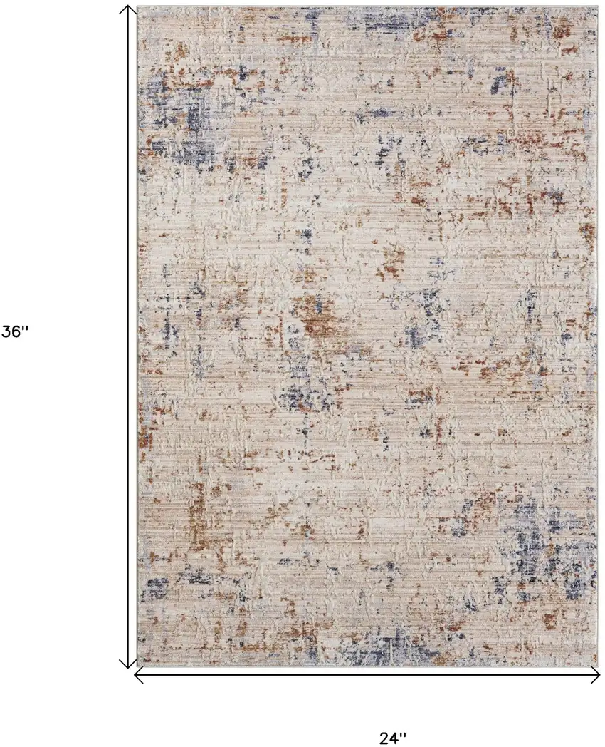 Ivory And Blue Abstract Area Rug Photo 7
