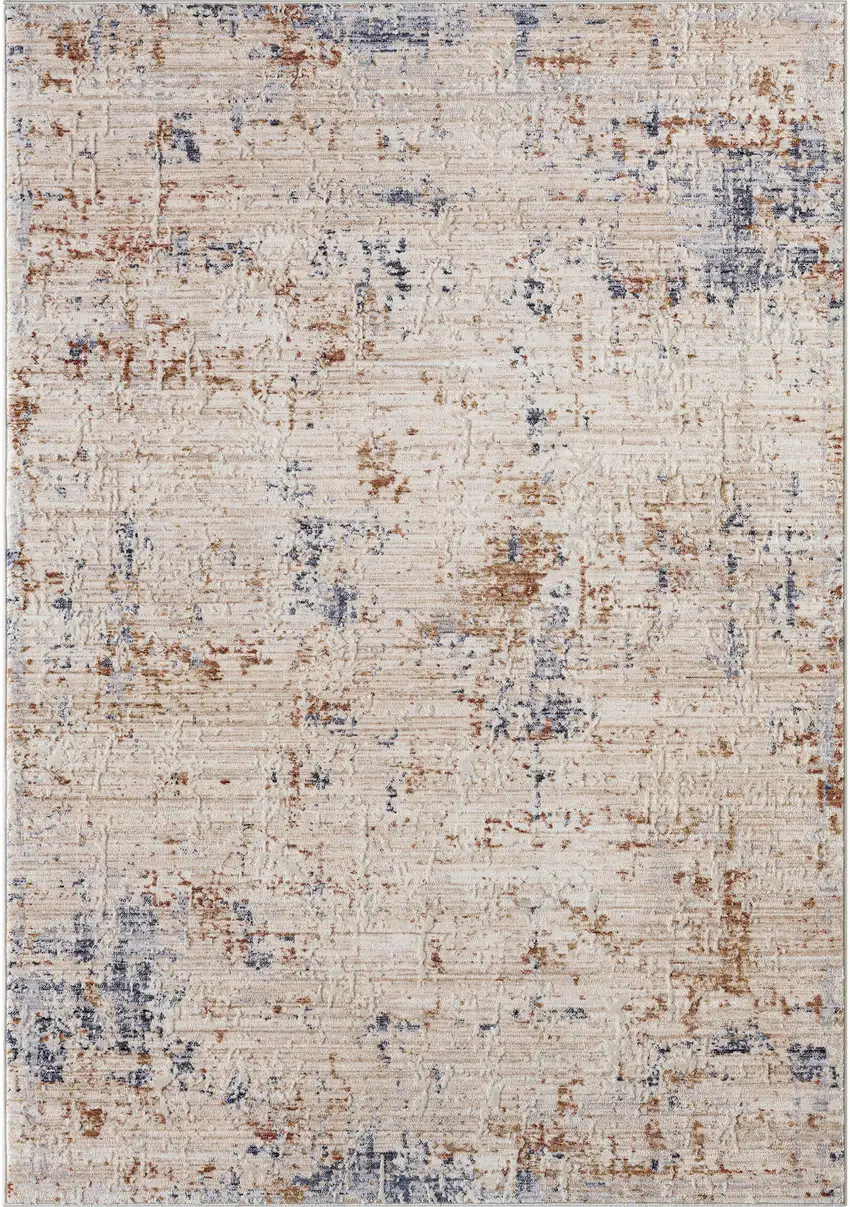 Ivory And Blue Abstract Area Rug Photo 2