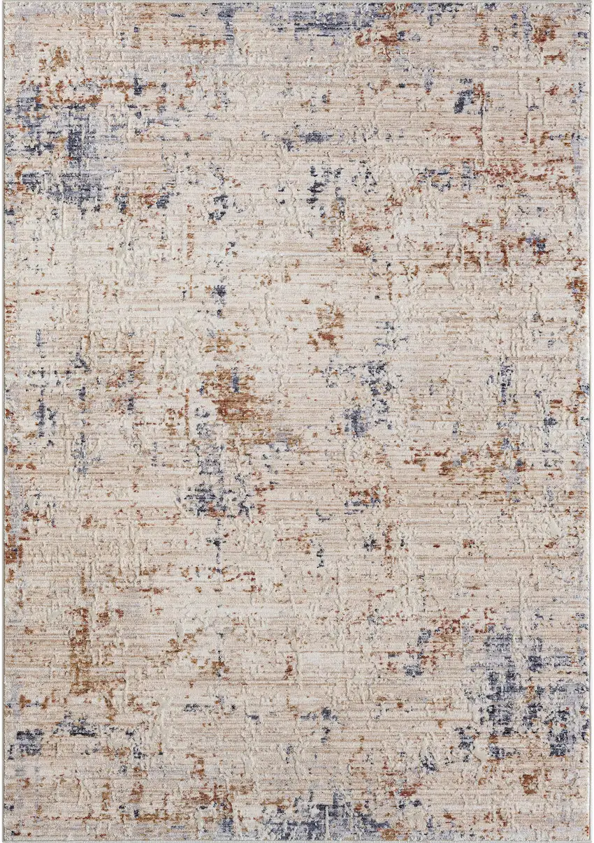 Ivory And Blue Abstract Area Rug Photo 1