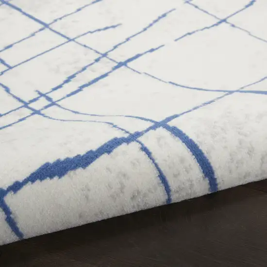 Ivory And Blue Abstract Distressed Area Rug Photo 7