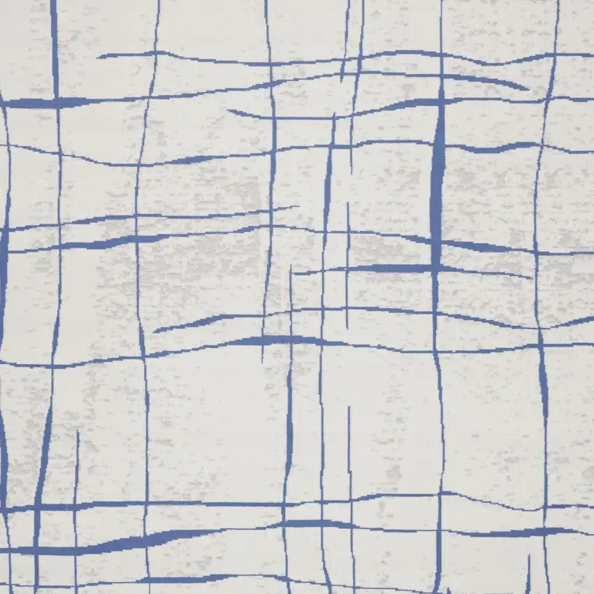 Ivory And Blue Abstract Distressed Area Rug Photo 6