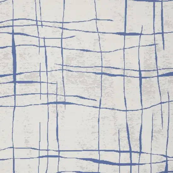 Ivory And Blue Abstract Distressed Area Rug Photo 3