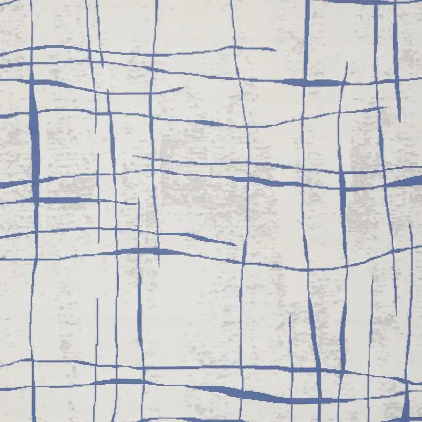 Ivory And Blue Abstract Distressed Area Rug Photo 3