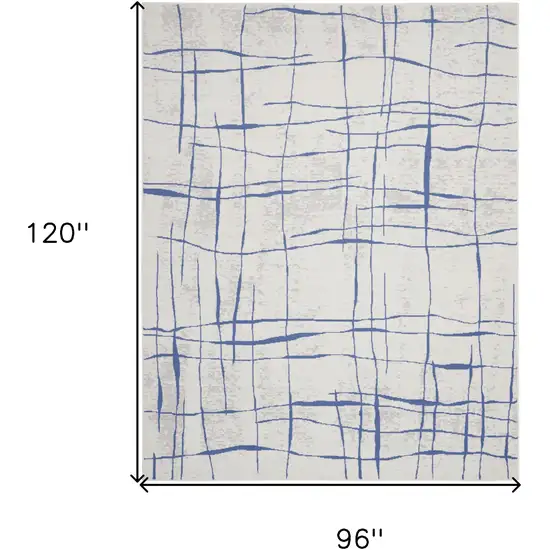 Ivory And Blue Abstract Distressed Area Rug Photo 3