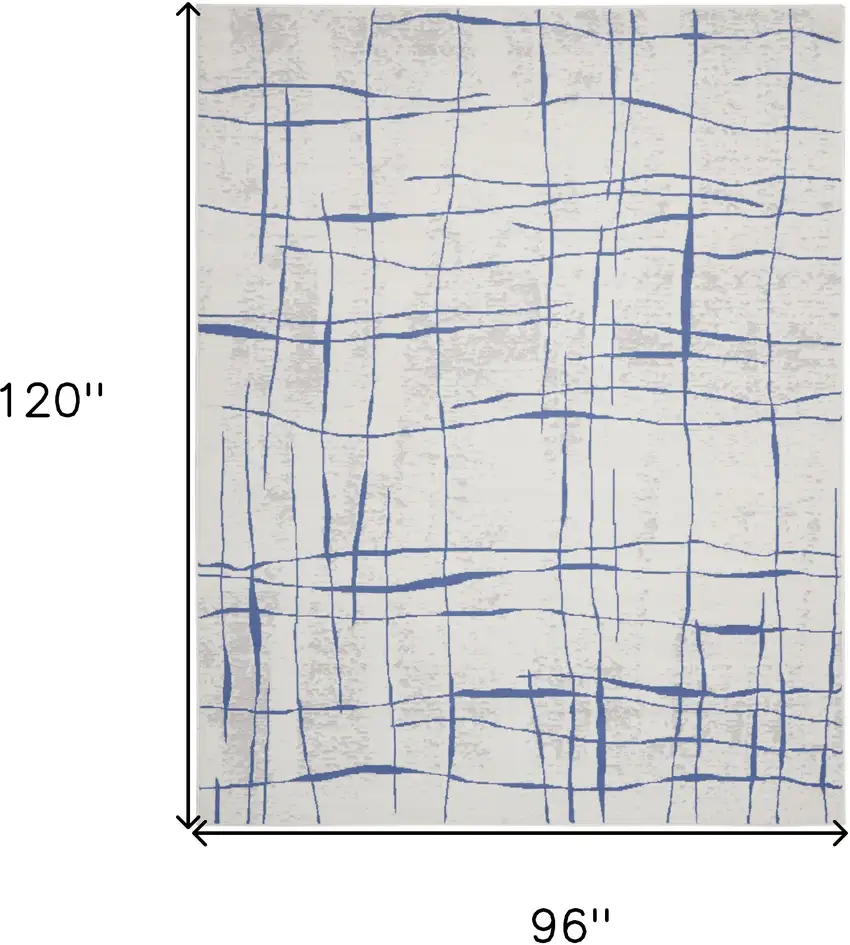 Ivory And Blue Abstract Distressed Area Rug Photo 3