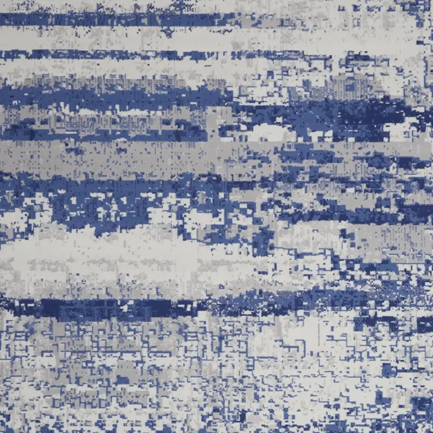 Ivory And Blue Abstract Distressed Area Rug Photo 7