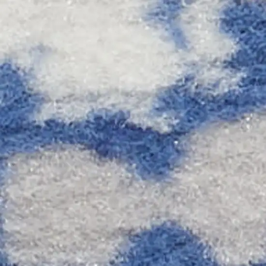 Ivory And Blue Abstract Distressed Area Rug Photo 3