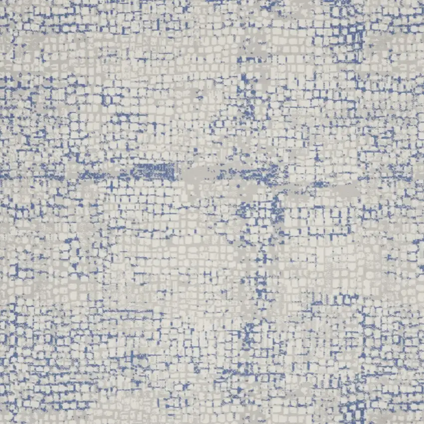 Ivory And Blue Abstract Distressed Area Rug Photo 5