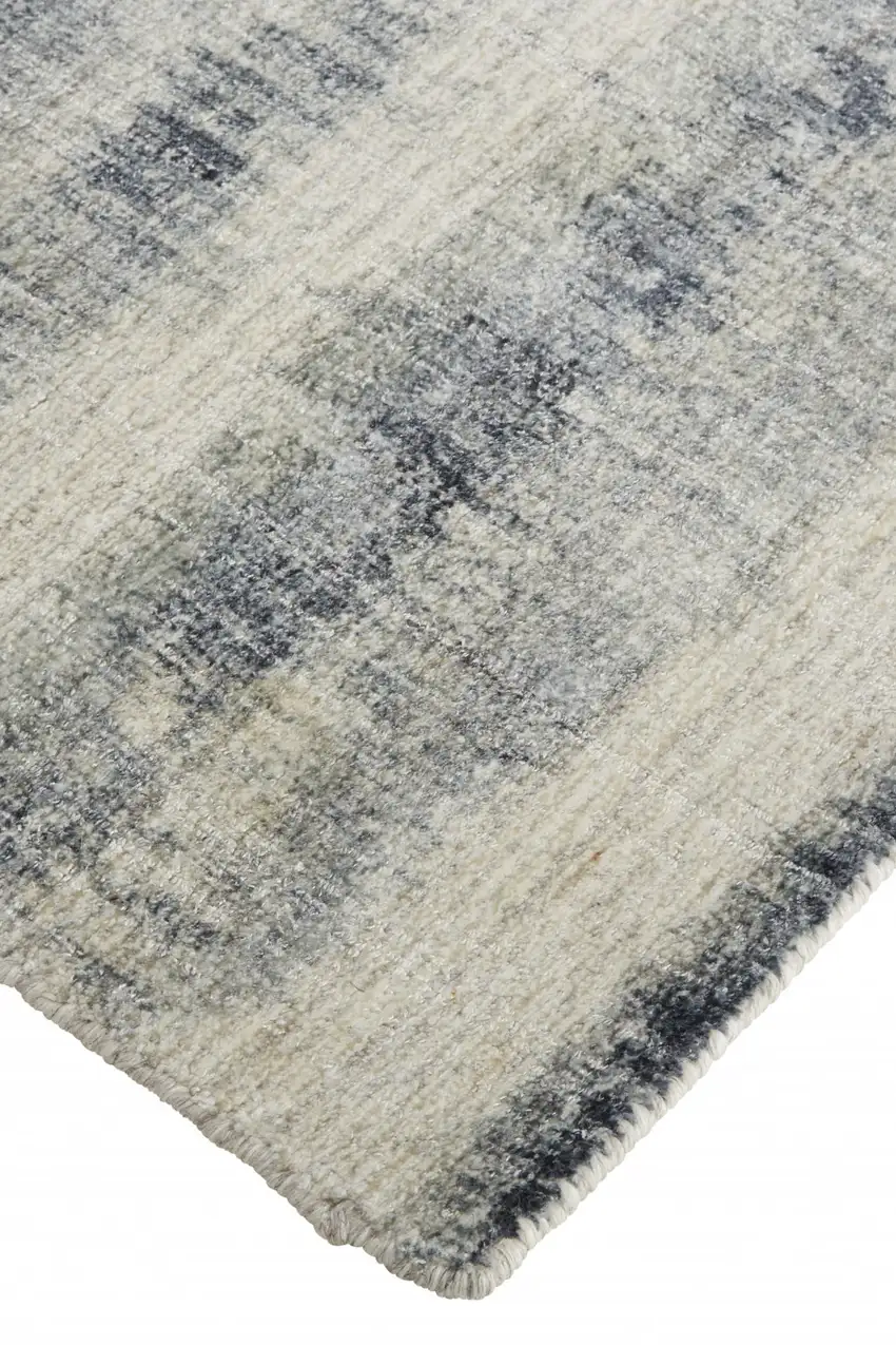 Ivory And Blue Abstract Hand Woven Area Rug Photo 1