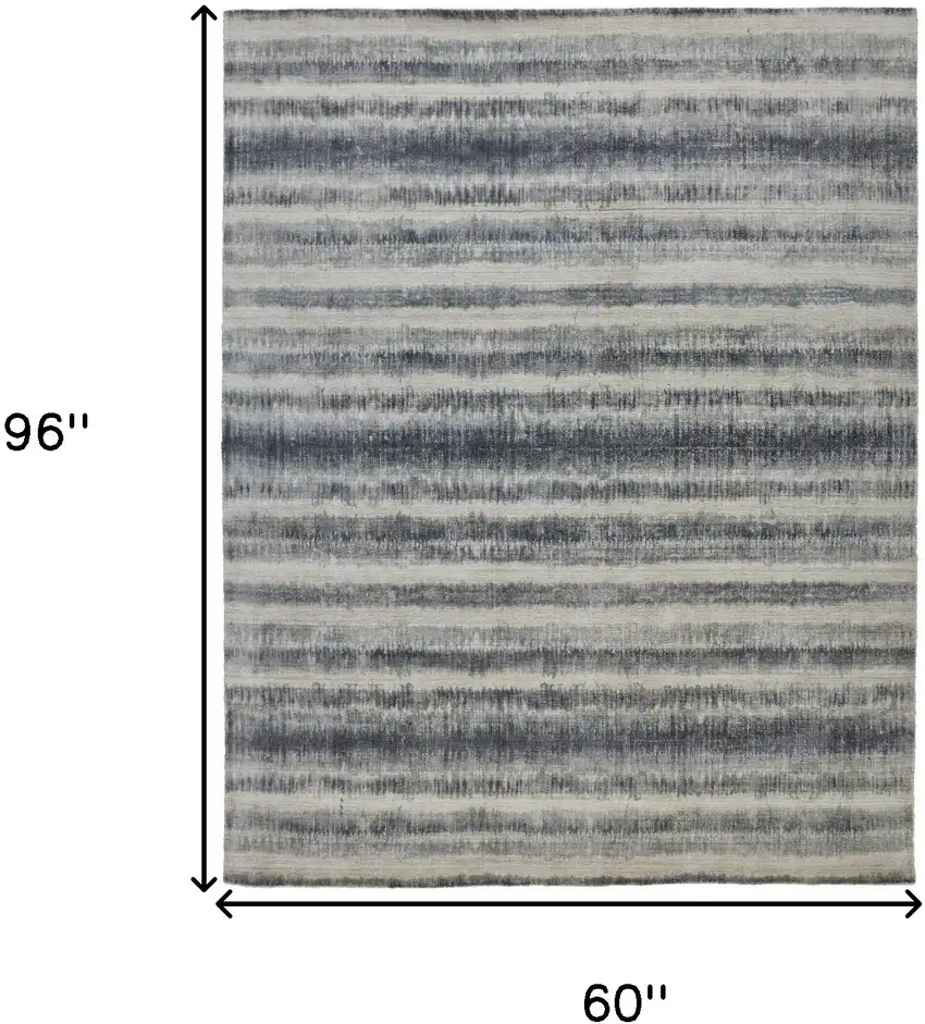 Ivory And Blue Abstract Hand Woven Area Rug Photo 7