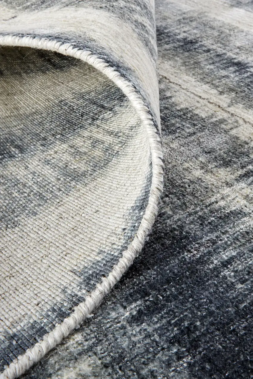 Ivory And Blue Abstract Hand Woven Area Rug Photo 5
